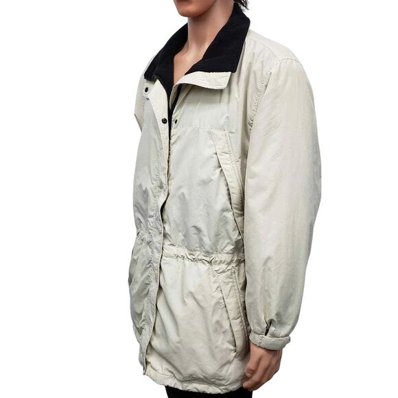 Eddie Bauer Parka Jacket Coat XL Full Zip Fleece Quilted Lined Insulated Stone - Picture 5 of 12